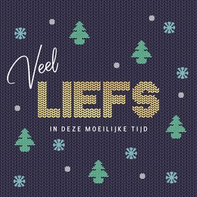 Kerstkaart veel liefs kerstboompjes