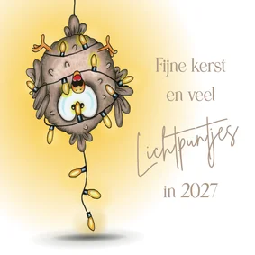 Kerstkaart vogel met lichtpuntjes