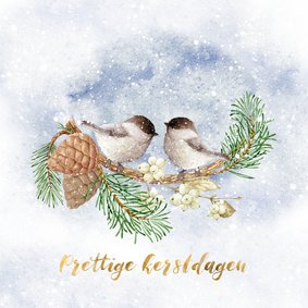 Kerstkaart vogels in de winter