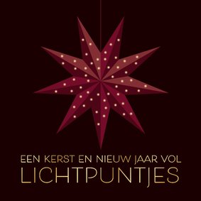 Kerstkaart vouwster met lichtpuntjes