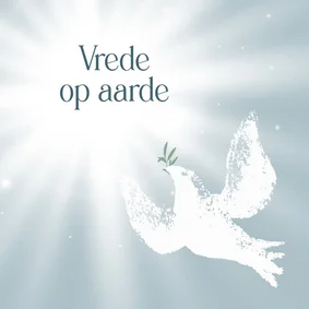 Kerstkaart vredesduif naar zon