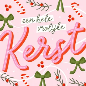 Kerstkaart vrolijke kerst met typografie gekleurd