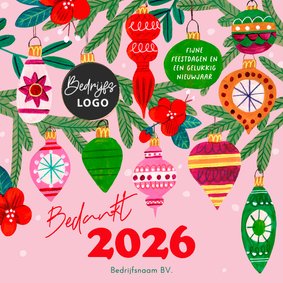 Kerstkaart vrolijke retro kerstballen illustratie