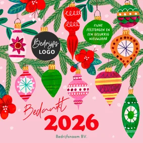 Kerstkaart vrolijke retro kerstballen illustratie