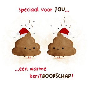 Kerstkaart warme kerstboodschap met drol