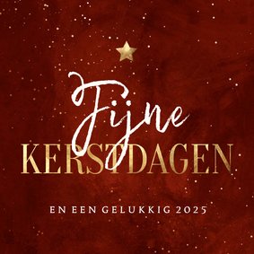 Kerstkaart waterverf Fijne Kerstdagen met ster