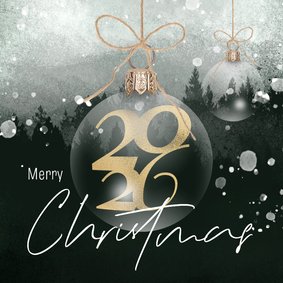 Kerstkaart winter natuur kerstbal 2026