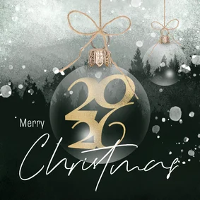 Kerstkaart winter natuur kerstbal 2026