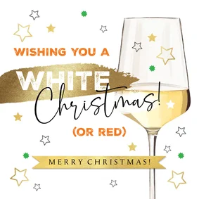 Kerstkaart wishing white christmas or red
