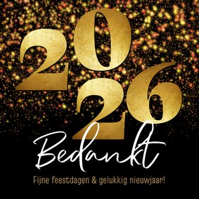 Kerstkaart zakelijk bedankt 2026 goud sparkles