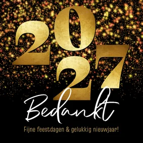 Kerstkaart zakelijk bedankt 2027 goud sparkles