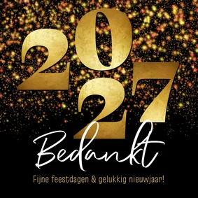 Kerstkaart zakelijk bedankt 2027 goud sparkles