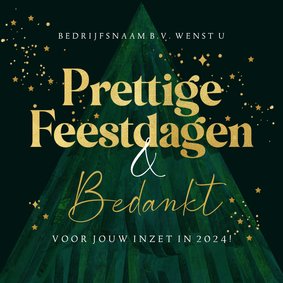 Kerstkaart zakelijk bedankt kerstboom abstract goud sterren