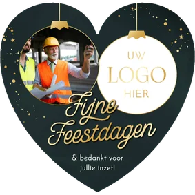 Kerstkaart zakelijk hartvorm fijne dagen twee foto's goud