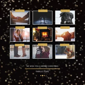 Kerstkaart zwart en goud voor 9 foto's - Een gouden kerst