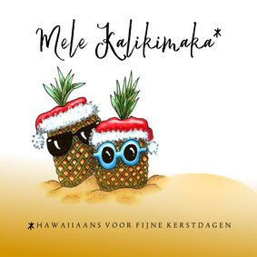 kerstkaarten ananas met kerstmuts