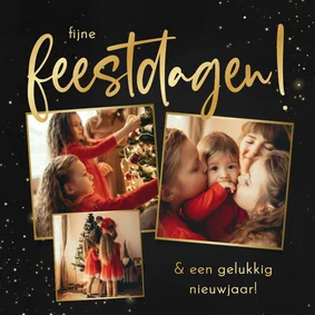 Kerstkaartje fotocollage sprankelend fijne feestdagen
