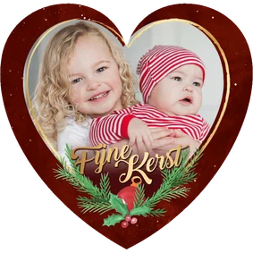Kerstkaartje fotohart met kersttakjes