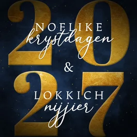 Kerstkaartje Friese tekst 2027 goud