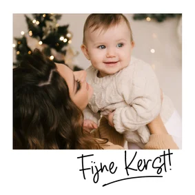 Kerstkaartje handgeschreven look met foto 