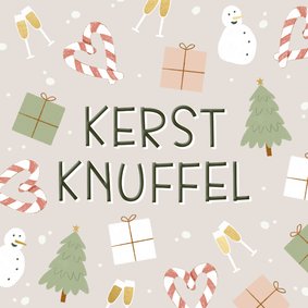 Kerstkaartje kerstknuffel met winterse illustraties