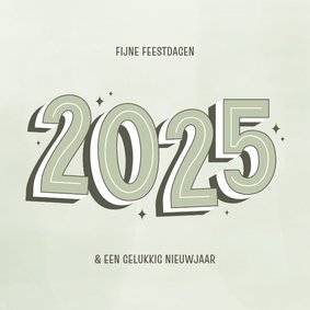 Kerstkaartje met groot 2025 in groentinten