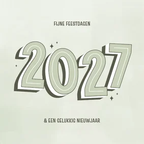 Kerstkaartje met groot 2027 in groentinten