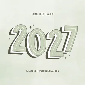 Kerstkaartje met groot 2027 in groentinten