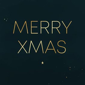 Kerstkaartje minimalistisch Merry Xmas goud donkerblauw