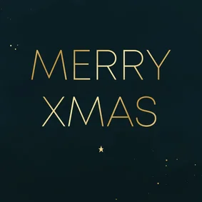 Kerstkaartje minimalistisch Merry Xmas goud donkerblauw