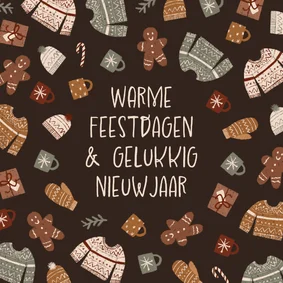 Kerstkaartje patroontje winterse accessoires illustratie