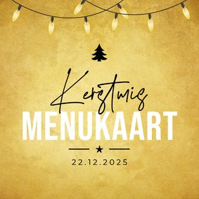 Kerstmis menukaart lampjes goud 