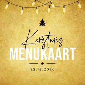 Kerstmis menukaart lampjes goud 