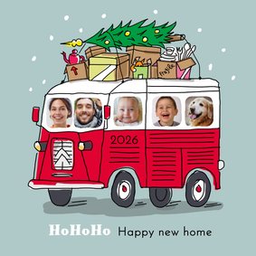 Kerstverhuiskaart met HY busje en foto's