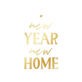 Kerstverhuiskaart new year new home kerstboomvorm wit