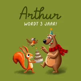 Kinderfeestje bosdieren op een aanpasbare achtergrond