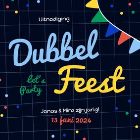 Kinderfeestje dubbel feest tweeling met slingers confetti