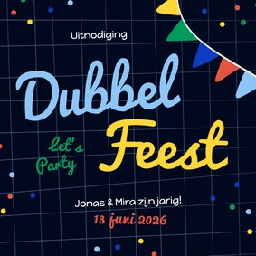 Kinderfeestje dubbel feest tweeling met slingers confetti