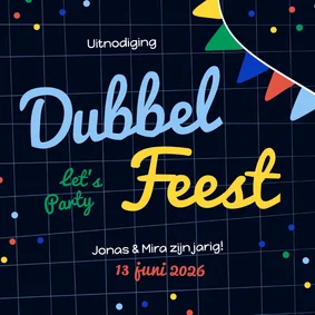 Kinderfeestje dubbel feest tweeling met slingers confetti