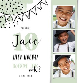 Kinderfeestje fotostrip met vlaggen en confetti