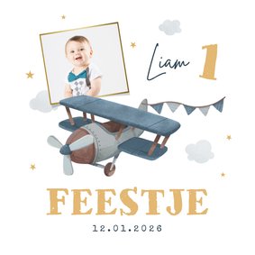 Kinderfeestje jongen vliegtuig helikopter sterren foto feest