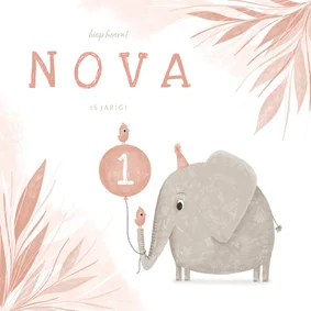 Kinderfeestje jungle olifant met vogeltjes en ballon