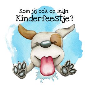 Kinderfeestje likkende hond