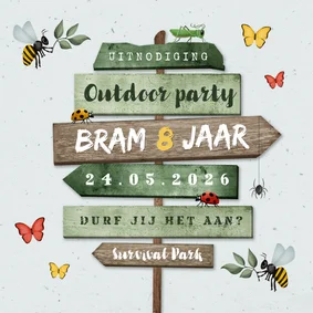 Kinderfeestje outdoor insecten wegwijzers jungle