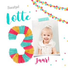 Kinderfeestje uitnodiging 3 jaar feestelijk met piñata 