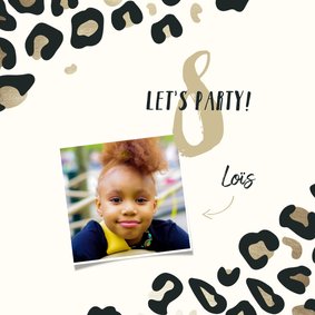 Kinderfeestje uitnodiging panterprint goudlook