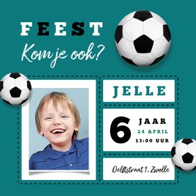 Kinderfeestje uitnodiging stoer voetbal foto 