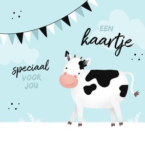 Kinderkaart dier zomaar een kaartje koe boerderij