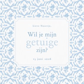 Klassiek getuige kaartje met vintage roosjes lichtblauw