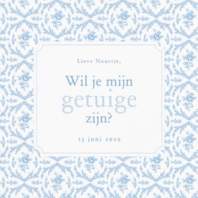 Klassiek getuige kaartje met vintage roosjes lichtblauw